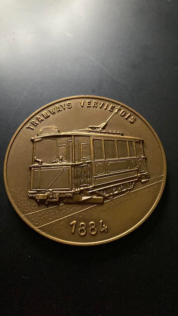 Trams Autobus Verviers médaille 1884 -1984, Enlèvement ou Envoi