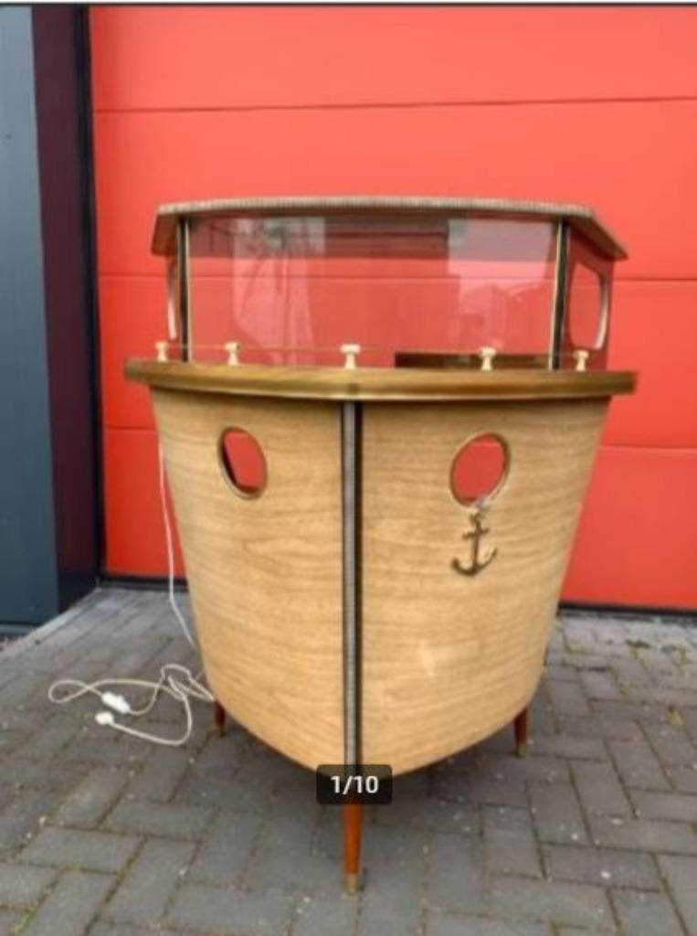 vintage huisbar Barget of Londen scheepsboeg 50-60er, Ophalen, Zo goed als nieuw