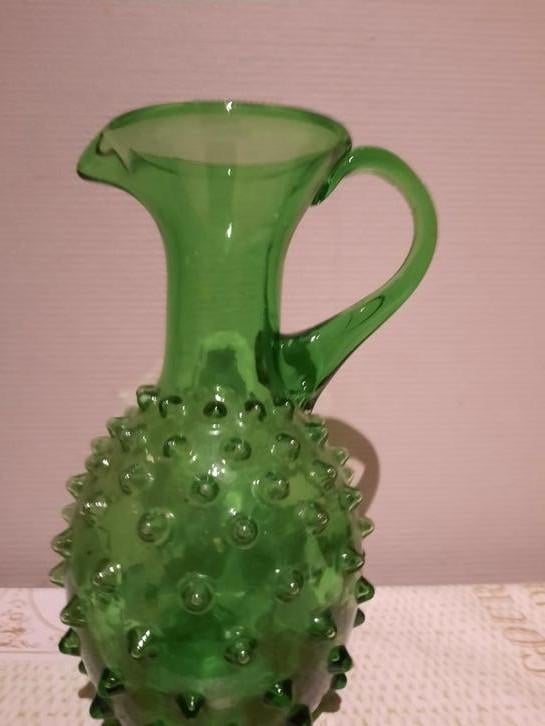 Vase décoratif vert en verre de 19 cm de hauteur, Maison & Meubles, Enlèvement, Comme neuf, Vert, Verre