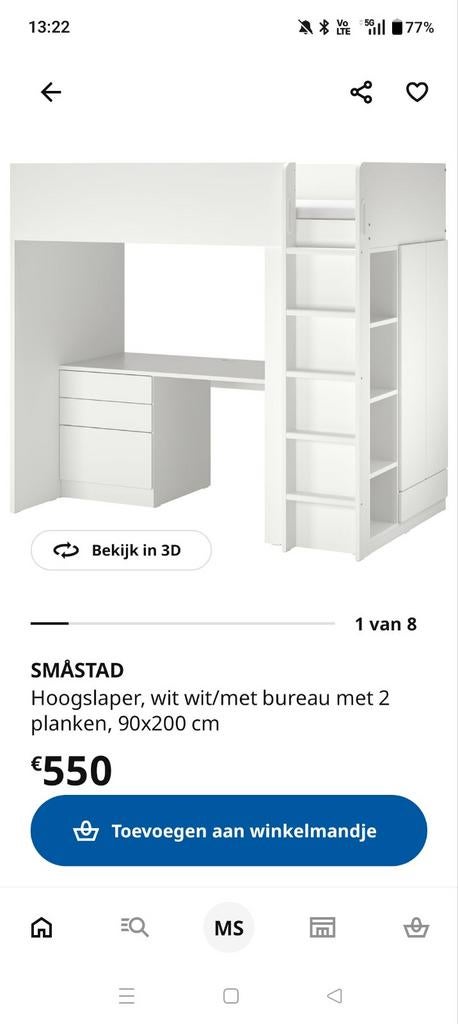 Ikea hoogslaper, Huis en Inrichting, Slaapkamer | Stapelbedden en Hoogslapers, Ophalen, Hoogslaper
