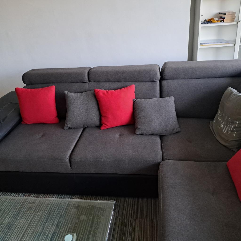 Canapé-lit en tissu avec méridienne, Maison & Meubles, Canapés | Salons, Utilisé, Banc d'angle, Quatre personnes ou plus, Synthétique