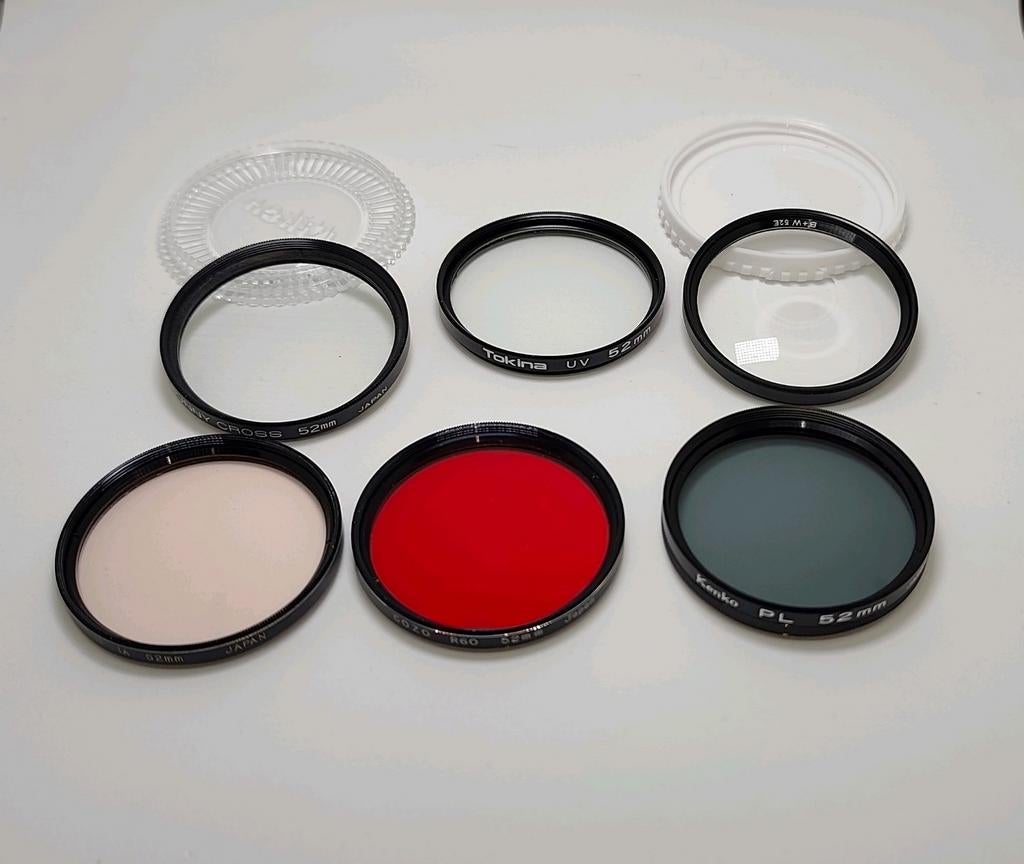 Set de 6 filtres photo vintage 52 mm (Japon), TV, Hi-fi & Vidéo, Photo | Filtres, Enlèvement ou Envoi, Filtre polarisant