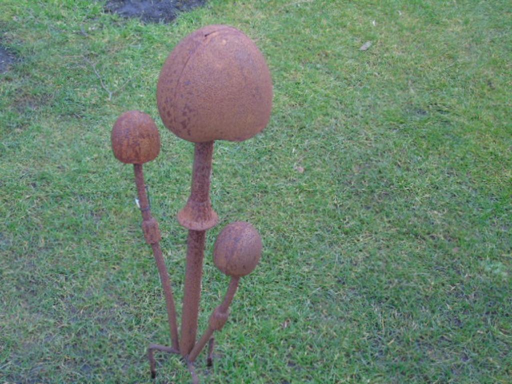 champignon géant 3 en fer forgé patinée rouillé ., Jardin & Terrasse, Statues de jardin, Neuf, Autres types, Métal, Enlèvement
