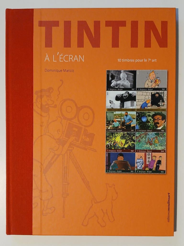 BD Tintin à l'écran 10 timbres Hergé dédicace Maricq, Livres, BD, Neuf, Enlèvement ou Envoi, Une BD, Hergé