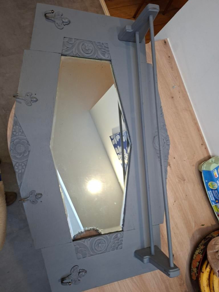 Porte manteau vintage avec miroir 90cmx54cm, Enlèvement