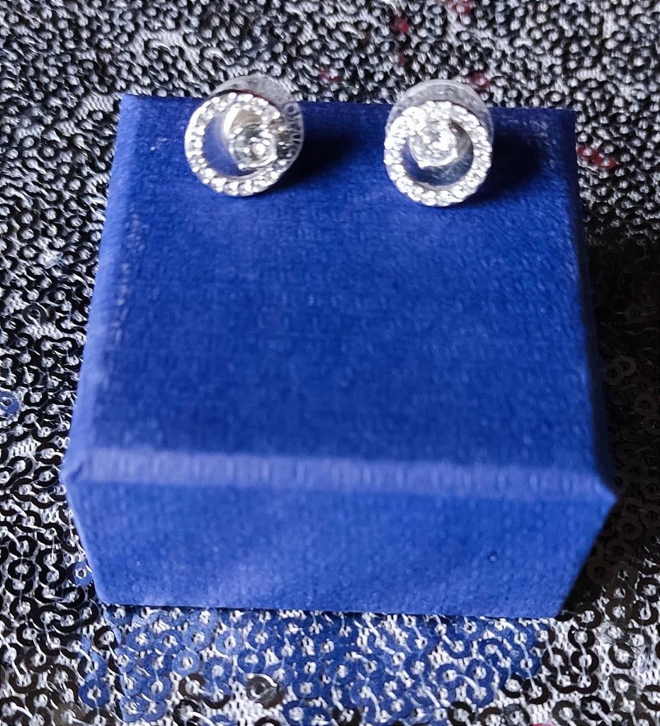 Boucles d'oreilles Swarovski argentée cristal acier, Bijoux, Sacs & Beauté, Enlèvement ou Envoi, Comme neuf, Argent, Argent