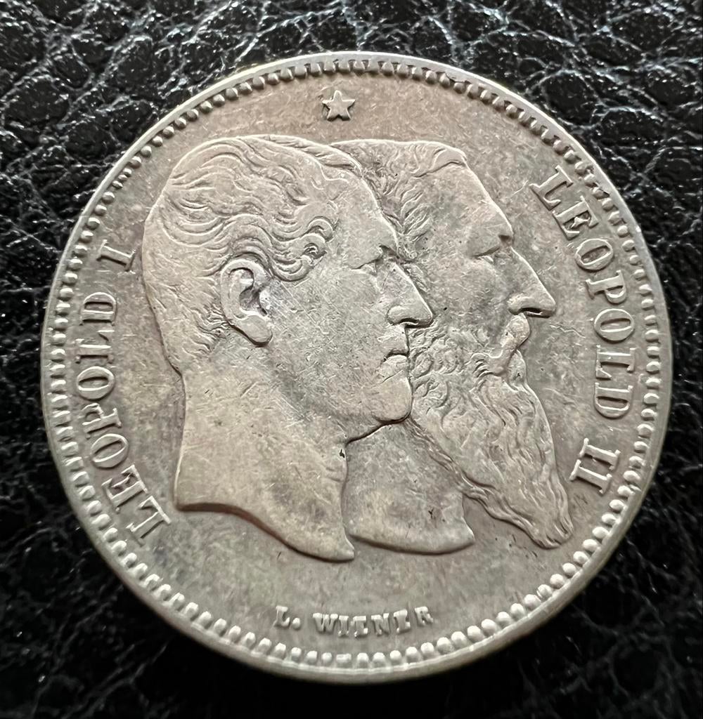Deux francs Léopold II (1830/1880), Timbres & Monnaies, Enlèvement ou Envoi, Argent, Argent
