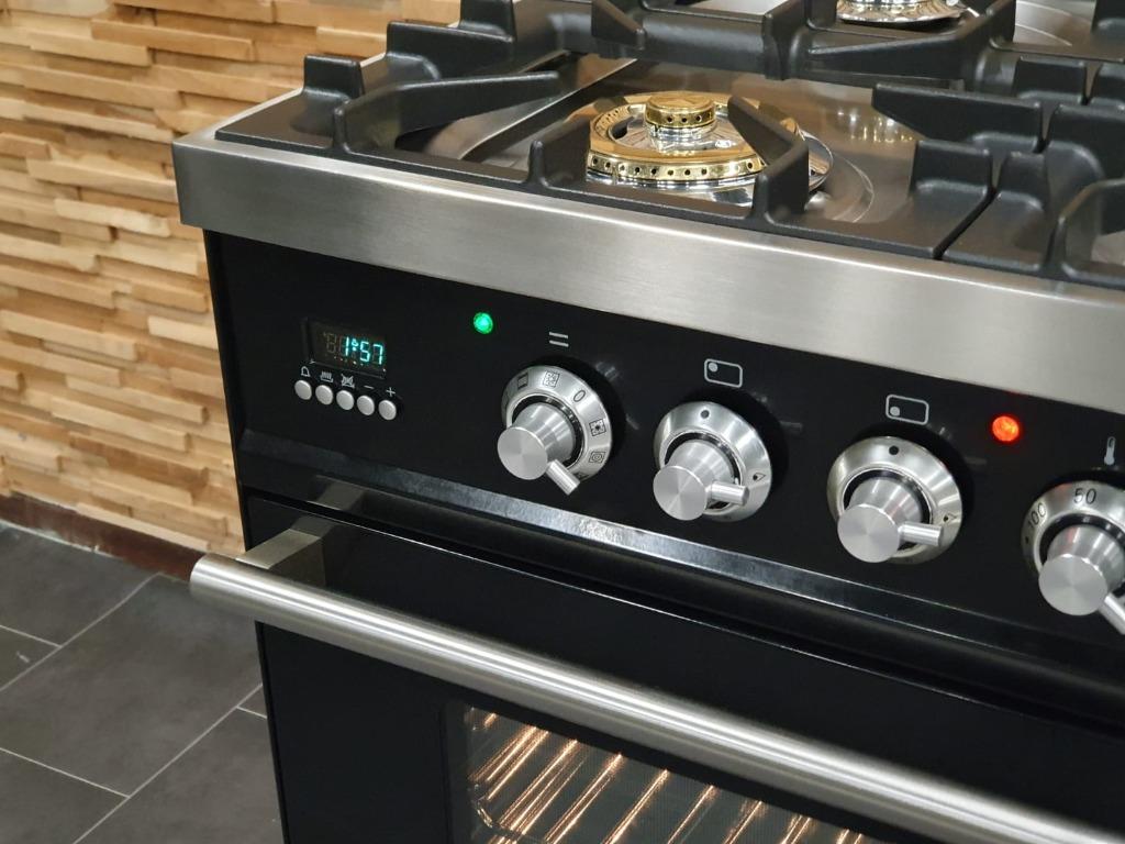 🔥Luxe Boretti Fornuis 100cm hoogglans zwart & rvs 6 pits, Warmhoudplaat, 60 cm of meer, Ophalen of Verzenden, Zo goed als nieuw