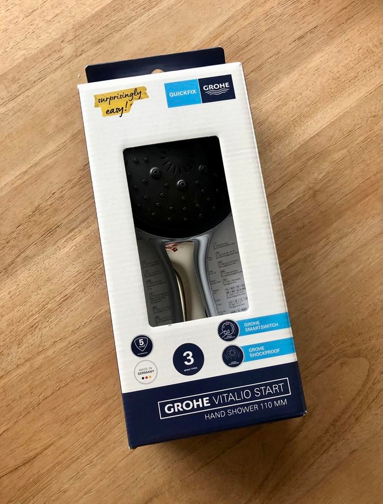 Pommeau douche grohe noir chrome vitalio start 110mm 3 jets, Enlèvement ou Envoi, Neuf, Noir, Autres types