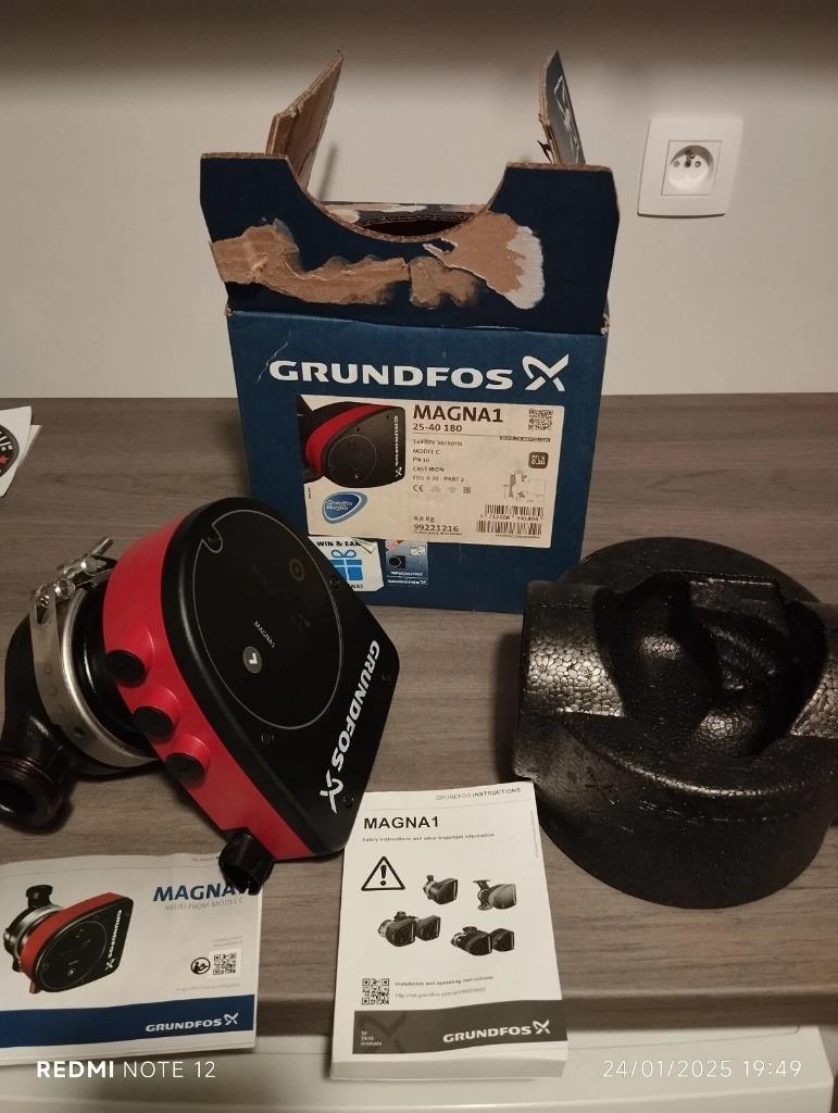 Circulateur Grundfos Magna 1 25/40 180, Bricolage & Construction, Enlèvement ou Envoi, Comme neuf, Chaudière CC ou Chaudière combinée