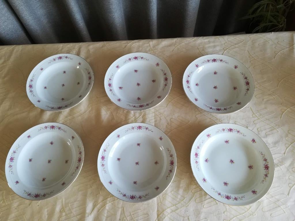 6 diepe borden met gouden rand Eschenbach Roswitha, Ophalen of Verzenden