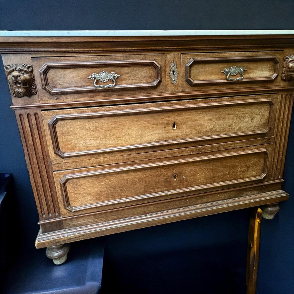 Commode ancienne Malines en feuille de marbre, table., Antiek, 25 à 50 cm, Enlèvement ou Envoi, Comme neuf