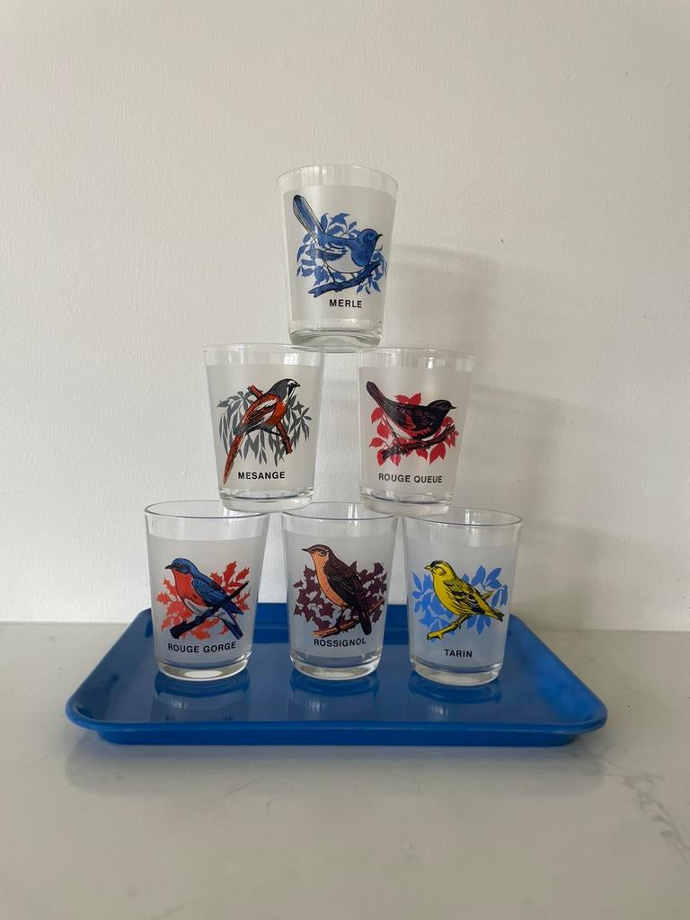 Arcoroc/Luminarc France Vogelglazen– Jaren ‘60 – Puntgaaf, Enlèvement ou Envoi, Comme neuf