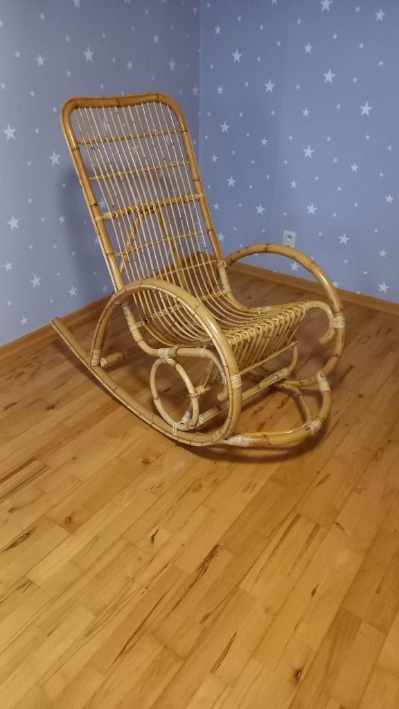 vintage rieten schommelstoel voor volwassenen, Osier ou Rotin, Vintage, Comme neuf, Brun