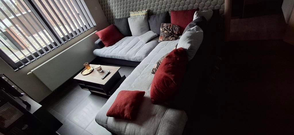 Canapé d'angle, Maison & Meubles, Autres dimensions, Gris, Enlèvement, Utilisé