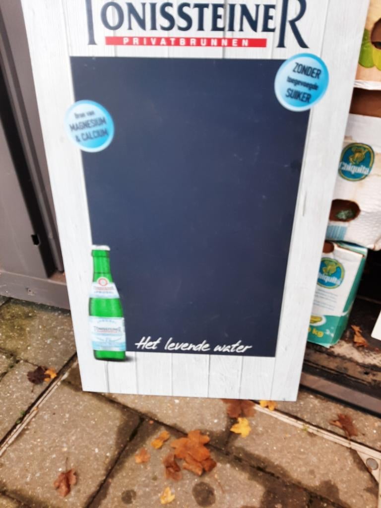 Pvc reclameplaat van tonissteiner., Verzamelen, Ophalen of Verzenden, Zo goed als nieuw, Gebruiksvoorwerp