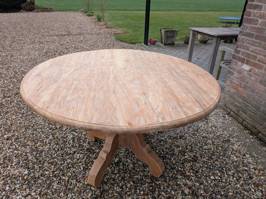 Showroommodel Ronde Teak Tuintafel 130 cm, Tuin en Terras, Ophalen, Zo goed als nieuw, Rond, Teakhout