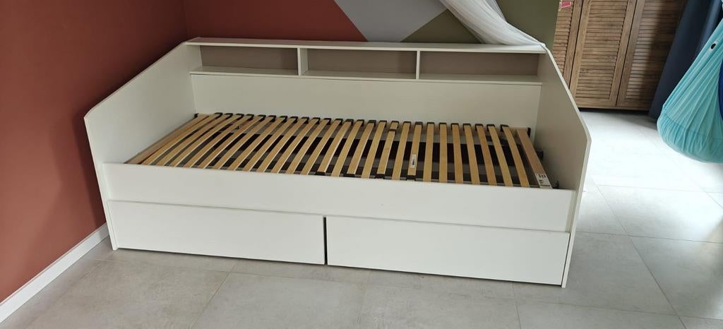 Eenpersoonsbed met lades en opbergvakken 90x200., Ophalen