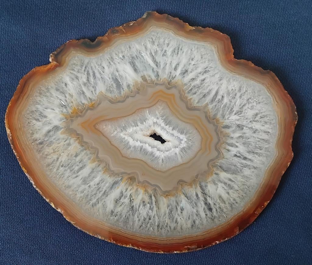 Agaat schijf oranje/bruin 15 x 12,5 x 0,45 cm 174 gr, Ophalen of Verzenden, Mineraal