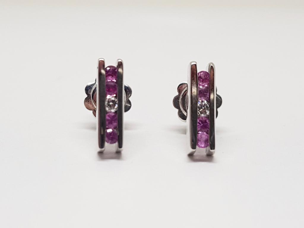 FOGO Diamant Saffier Oorstekers, Bijoux, Sacs & Beauté, Boucles d'oreilles, Enlèvement ou Envoi, Or, Avec pierre précieuse, Blanc