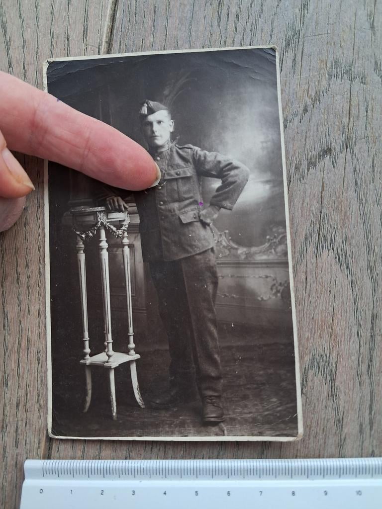 Foto soldaat, genomen in Antwerpen, 1919, Ophalen of Verzenden, Foto