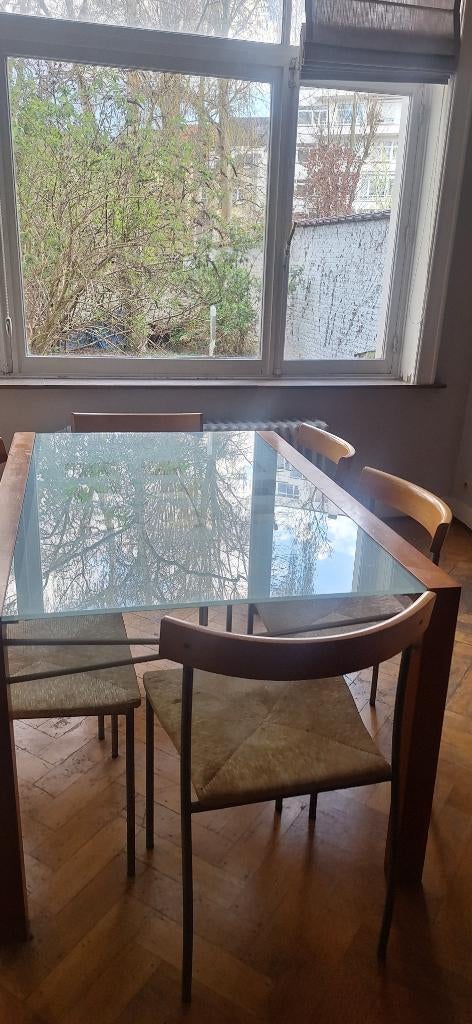 Table à manger en verre & bois Ligne Roset, extensible, Maison & Meubles, Design, Verre, Enlèvement, Utilisé