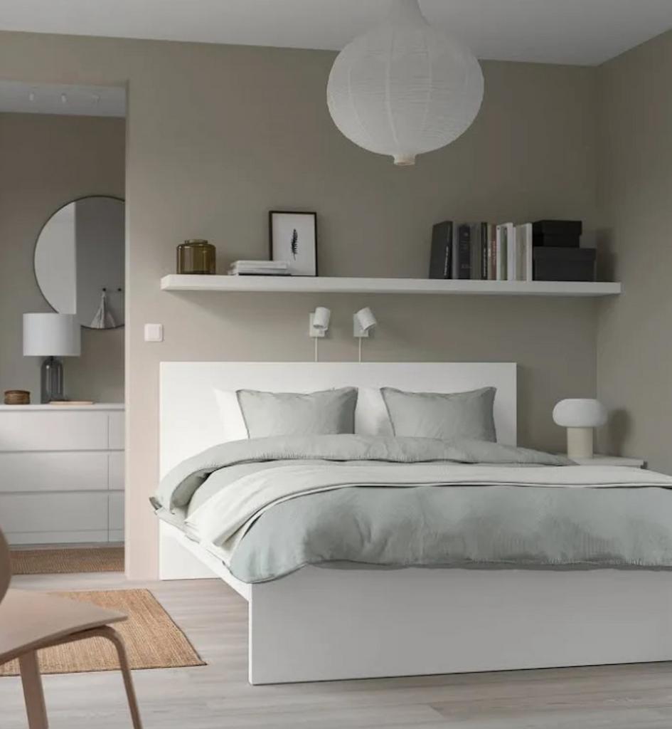 Lit Malm + matelas, Maison & Meubles, Chambre à coucher | Chambres à coucher complètes, Enlèvement, Comme neuf