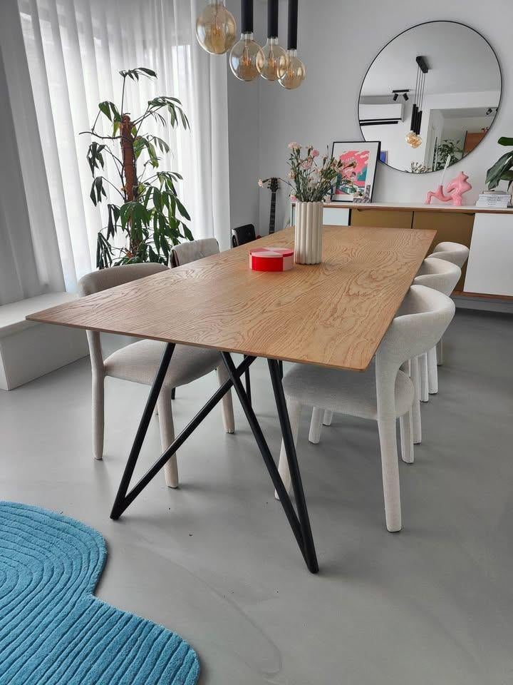 Eettafel Ragno met blad in natuur eik 260 x 100 x 77, Ophalen, 100 tot 150 cm, 200 cm of meer, Zo goed als nieuw