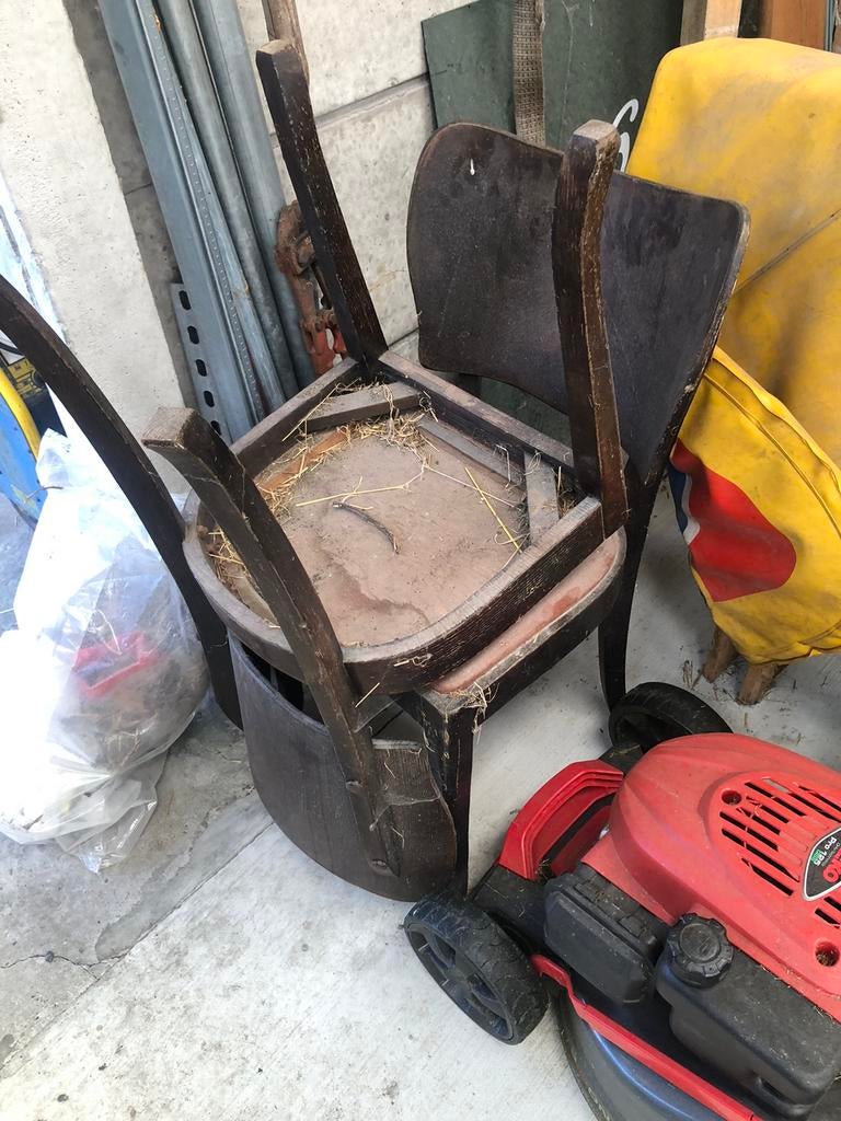 7 vintage cafestoelen, Huis en Inrichting, Ophalen, Overige materialen, Gebruikt, Bruin