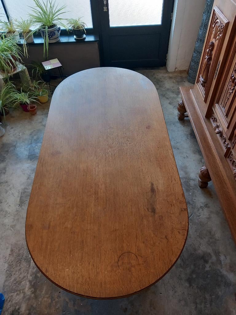 Table ovale en chêne massif, Maison & Meubles, Enlèvement, Utilisé, 50 à 100 cm, Chêne