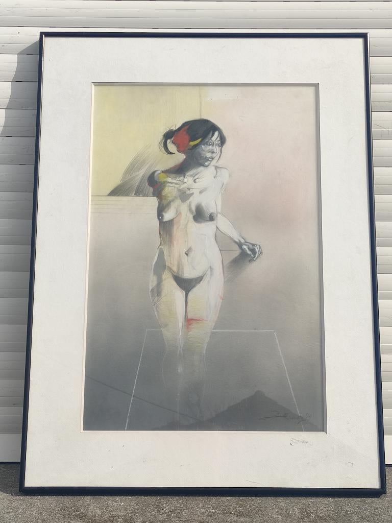 technique mixte femme nue signe jacques ransy, Enlèvement ou Envoi