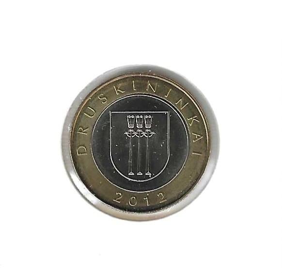 Litouwen, 2 Litai 2012, Arms of Druskininkai., Ophalen of Verzenden, Overige landen, Losse munt