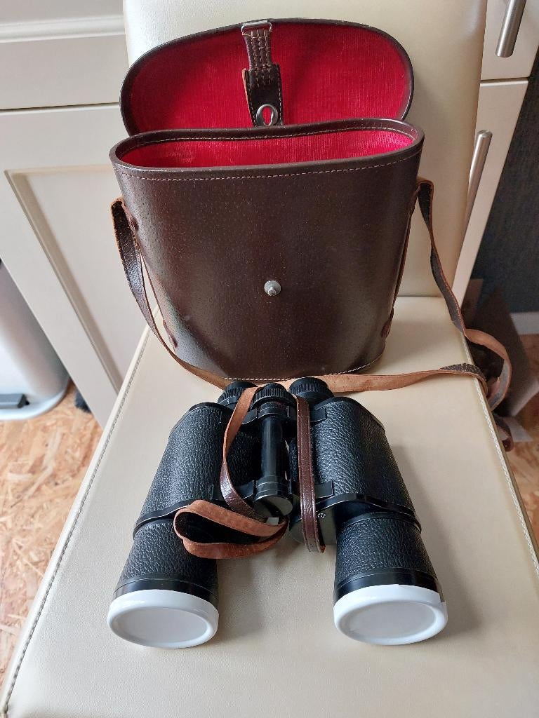 Ancienne jumelles Horolux 10X50 avec étui en cuir, Enlèvement ou Envoi, Utilisé