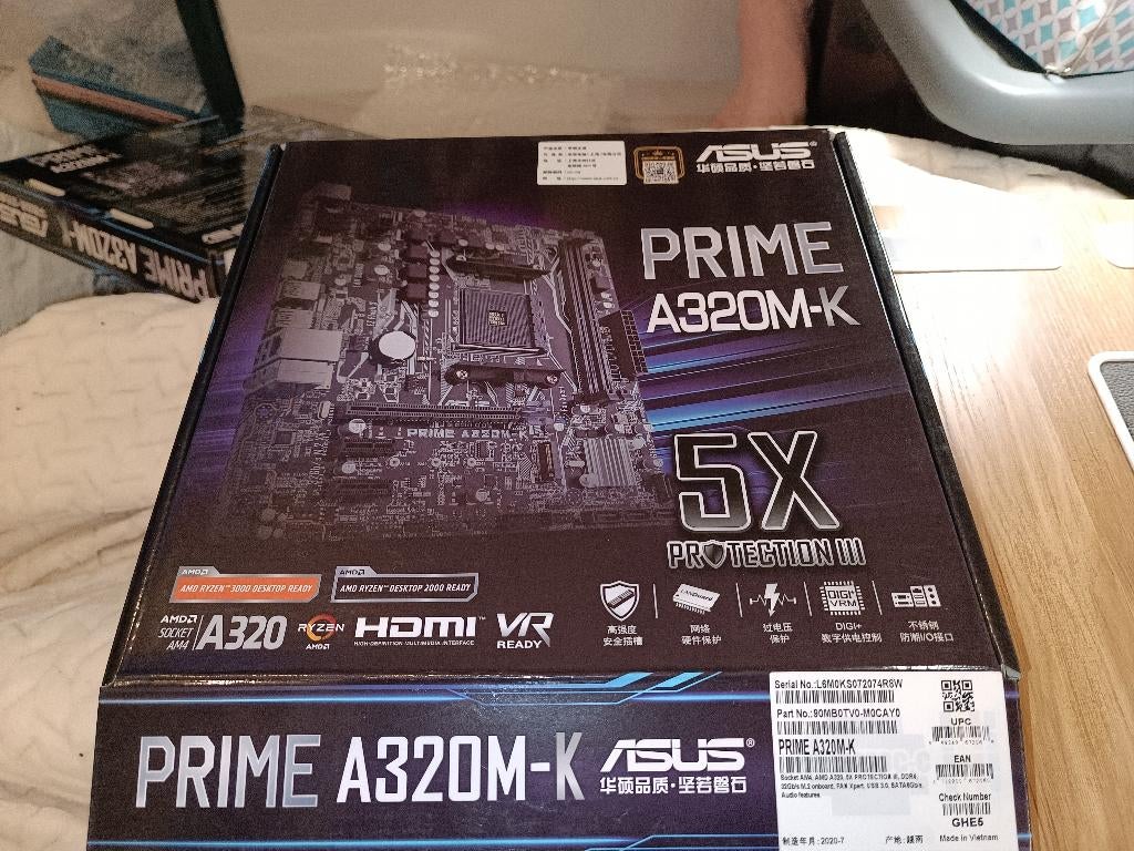 Ryzen 5 3400G + Asus A320M-K + 2 ventilateurs - ensemble PC, Neuf, HDD, ASUS, AMD Ryzen 5