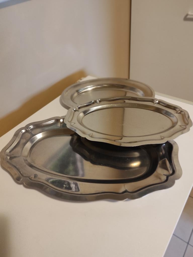 Verschillende serveerschotels (inox & glas), Ophalen, Overige materialen, Gebruikt, Schaal of Schalen