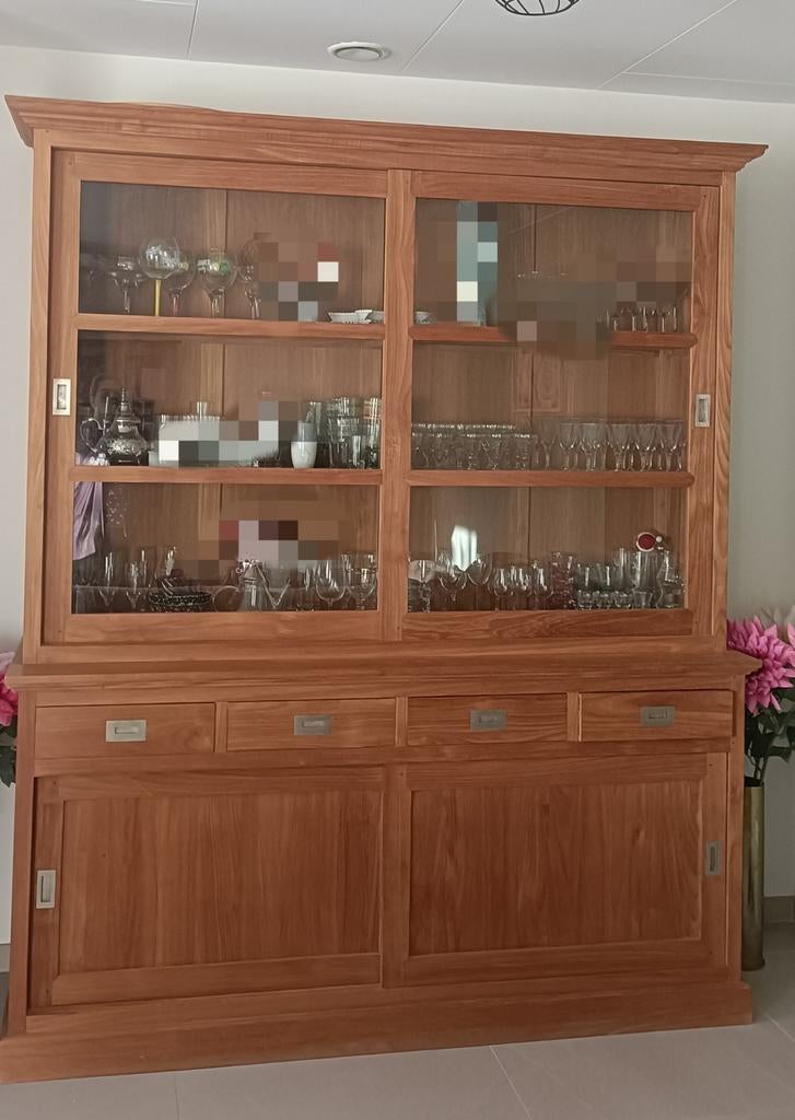 Vaisselier en teck, Teck, Avec tiroir(s), 150 à 200 cm, Comme neuf