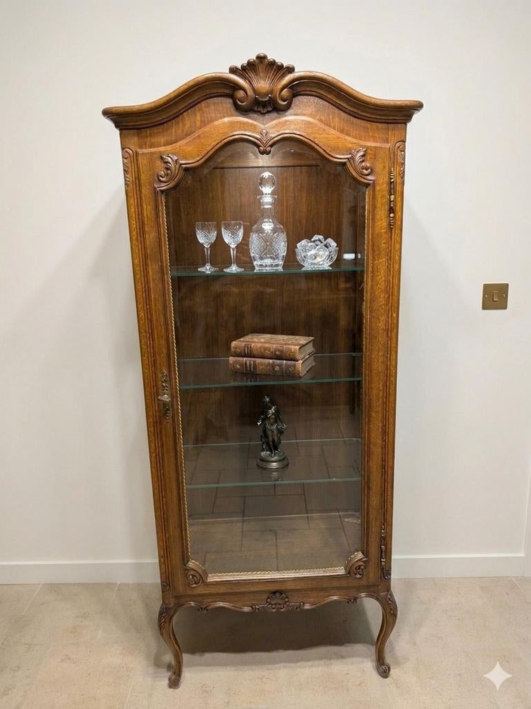 Sublime Vitrine Colonne Louis XV – Chêne & Verre Biseauté, Huis en Inrichting, Ophalen, Glas