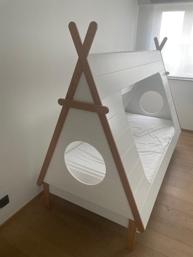 Kinderbed tipi (incl lattenbodem) + boekenlegger, 85 à 100 cm, Enlèvement, Matelas, 180 cm ou plus
