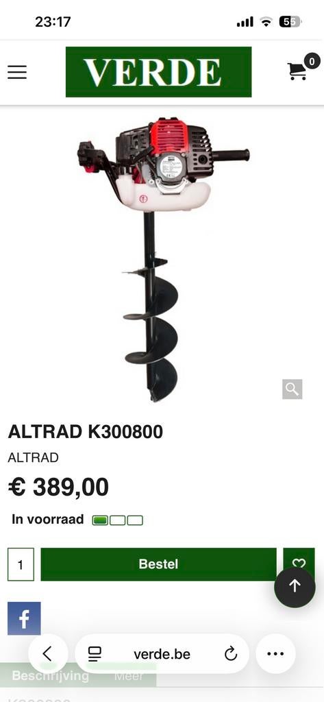 Grondboor altrad k300800, Doe-het-zelf en Bouw, Ophalen, Zo goed als nieuw