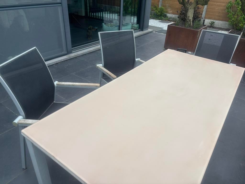 Tuinset tuintafel met 6 stoelen, Tuin en Terras, Tuintafels, Ophalen, Gebruikt, Rechthoekig, Aluminium