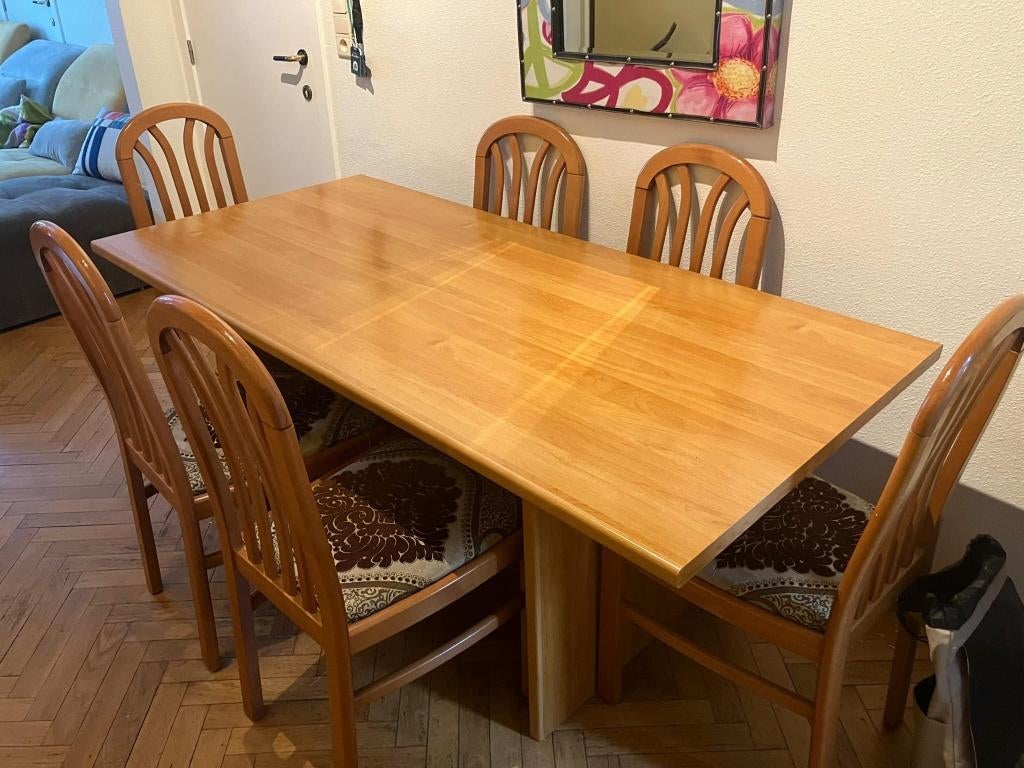 Salle à manger + 6 chaises en bois massif, Enlèvement, Utilisé, Design, 4 à 6 chaises