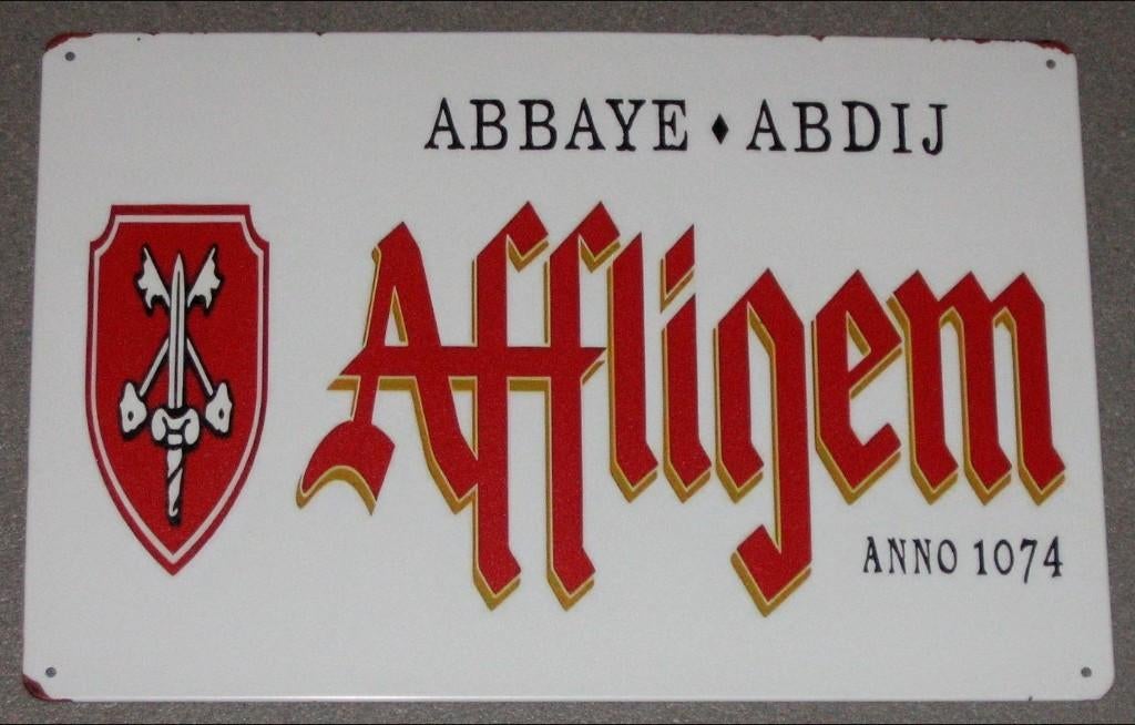 AFFLIGEM BIER : Metalen Bord Affligem Abdijbier - Anno 1074, Verzamelen, Biermerken, Verzenden, Nieuw, Reclamebord, Plaat of Schild