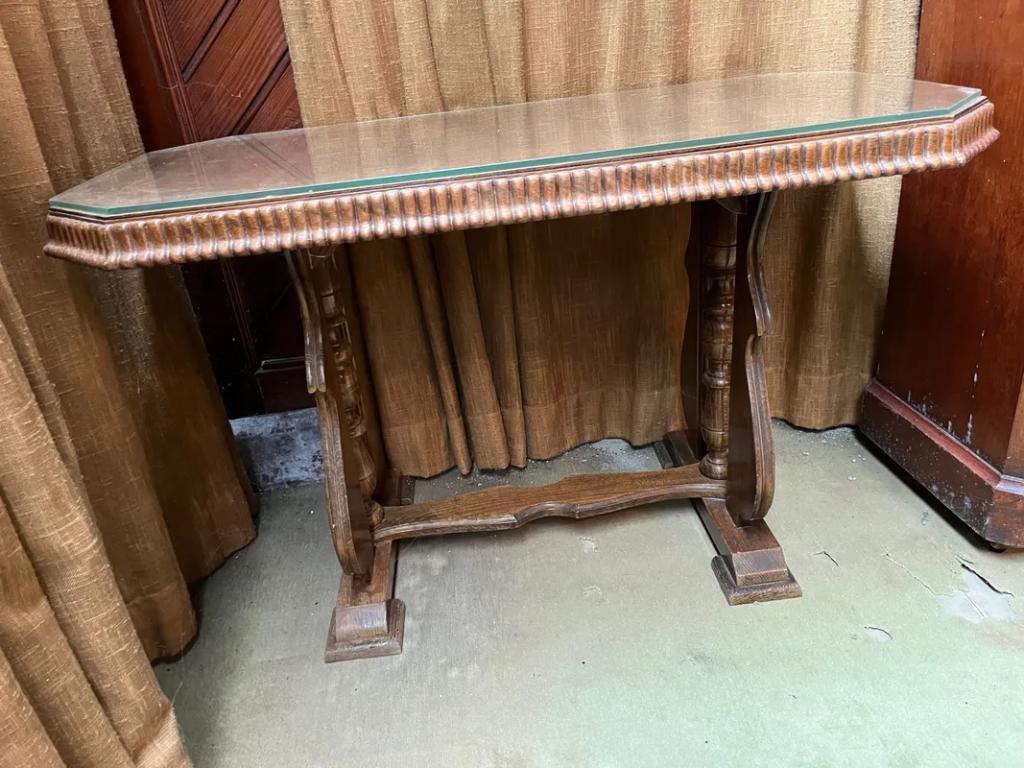 Table basse avec plateau en verre biseauté, Maison & Meubles, 50 à 100 cm, Enlèvement, Utilisé, 50 à 100 cm