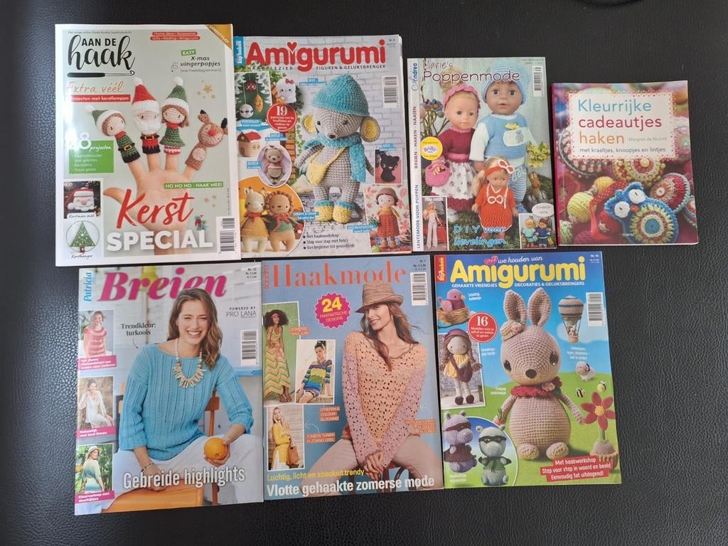 Set van 6 tijdschriften en 1 boek haken en breien als nieuw, Ophalen of Verzenden, Zo goed als nieuw, Breien