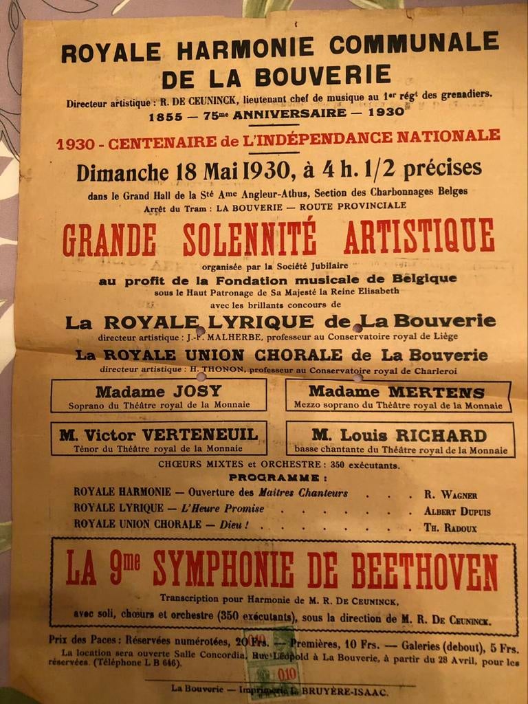 Affiche royale lyrique de la bouverie 1930