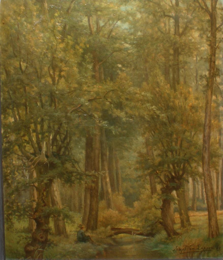 Joseph Van Luppen (1834-1991): Boszicht 1869 (O/D,73 x 88 cm, Antiek en Kunst, Ophalen of Verzenden