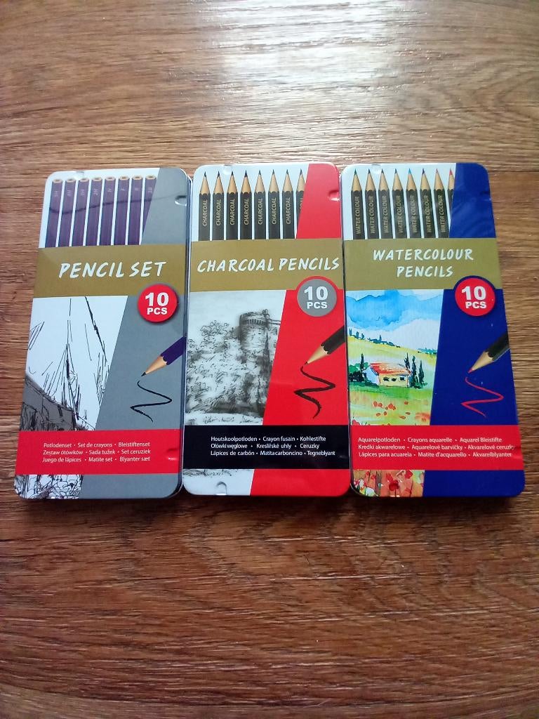 Aquarel-, houtskool- en grijze potloden NIEUW, Hobby en Vrije tijd, Tekenen, Ophalen, Nieuw, Papier, Schets- of Tekenboek