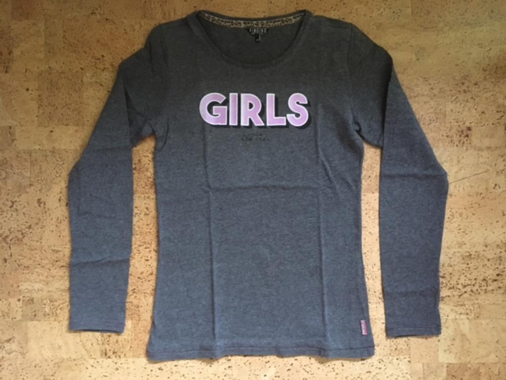 Donkergrijze longsleeve Vingino - maat 14j, Enfants & Bébés, Vêtements enfant | Taille 164, Comme neuf, Fille, Chemise ou À manches longues