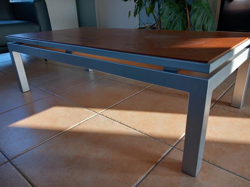 Table basse en bois/métal (1m30 x 0,65 m), Maison & Meubles, Enlèvement, Utilisé, Métal