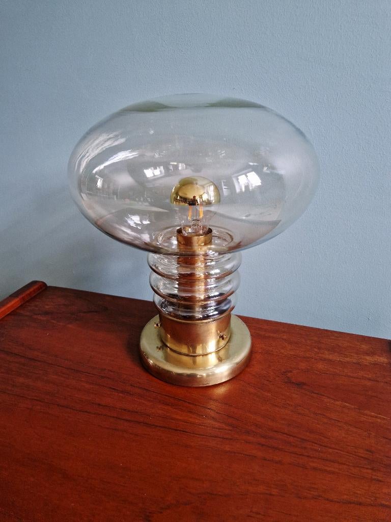Lampe de table Space Age en laiton et verre, 1960-70, Antiquités & Art, Enlèvement ou Envoi
